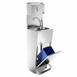 Handwaschbecken | Waschstation - Edelstahl - mit Fußbedienung, Papier- & Seifenspender