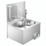 Handwaschbecken - Edelstahl - mit Wasserhahn, Kniebedienung & Seifenspender