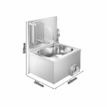 Handwaschbecken - Edelstahl - mit Wasserhahn, Kniebedienung & Seifenspender – Bild 3