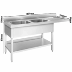 Spülmaschinen-Spültisch mit 2 Becken links – Bild 3