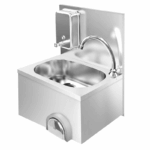 Handwaschbecken - Edelstahl - mit Wasserhahn, Kniebedienung & Seifenspender – Bild 2