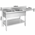 Spülmaschinen-Spültisch mit 2 Becken links – Bild 3