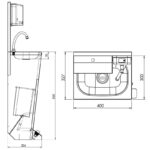 Handwaschbecken | Waschstation - Edelstahl - mit Fußbedienung, Papier- & Seifenspender – Bild 4