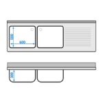 Spülmaschinen-Spültisch mit 2 Becken links – Bild 4