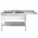 Spülmaschinen-Spültisch mit 2 Becken links