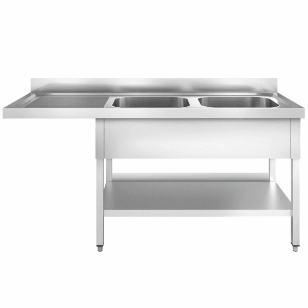 Spülmaschinen-Spültisch mit 2 Becken rechts