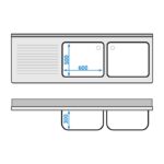 Spülmaschinen-Spültisch mit 2 Becken rechts – Bild 4